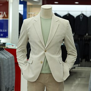 브랜드라인 봄 여름 베이지체크 구김없는 가성비 세미 슬림핏 남성 남자 콤비 정장 마이 자켓