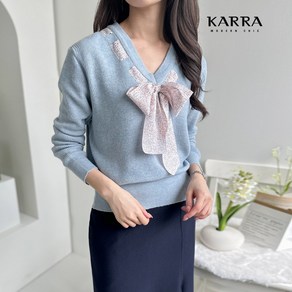 카라 KARRA 스티치리본브이넥니트+브로치SET KB3SKN027A