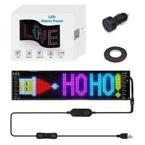 LED 매트릭스 픽셀 패널 스크롤링 광고 LED 신호 USB 블루투스 앱 제어 화면 택시 뒷창 상점, 16x64 LEDs 9x37 CM, 1개, 16x64 LEDs 9x37 CM