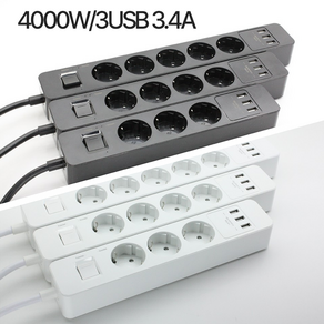 고용량멀티탭 5구 4구 3구 레보 4000W USB 대용량 멀티 블랙 콘센트, 5구 USB_화이트, 1개