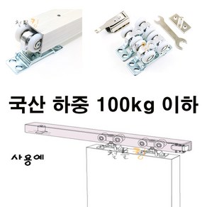 슬라이딩레일 HG-102 100kg이하(미닫이문 롤라 로라 호차 국산), 레일2m, 1개