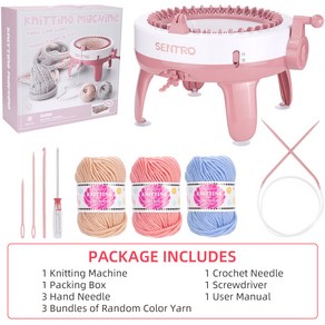 SENTRO 초보자용 스마트 직조 라운드 스피닝 크로셰 뜨게 기계 DIY 스카프 모자 양말 40 바늘, 40 Knitting Machine, 1개