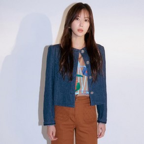 베스띠벨리 23F/W 다이아 패턴 데님 크롭 자켓 BHJ2131ID