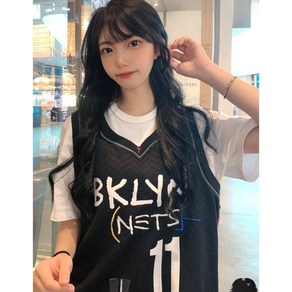 NBA 브루클린 네츠 농구유니폼 커플티 남녀공용 유니섹스, 남아 3XL키 185-195, 네츠선장바지(버클없음)+네츠시티버전농구양말블랙, 1개