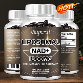 Bupoai 에너지 강화 및 세포 회복을 위한 1800mg 리포솜 NAD 보충제 남성 및 여성용 GMO 없음 60/120 캡슐, 120정, 2개