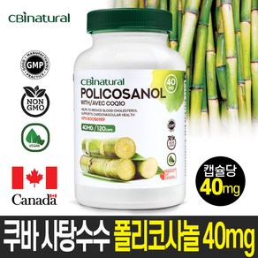 쿠바 사탕수수 폴리코사놀 40mg+코큐텐 30mg /캐나다 생산 본사 직발송 쿠바산 폴리코사놀, 1개, 120정