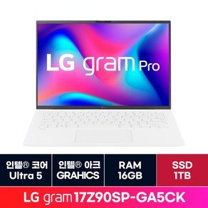 LG전자 그램 프로 17인치 17Z90SP-GA5CK 16GB WIN11 1TB ON