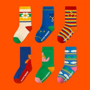 [위글위글] 유아 아동 키즈 패턴 양말 6종 세트 - Daily Kids Socks 387789