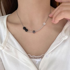 모스리나 그레이쉬 비즈 실버 목걸이