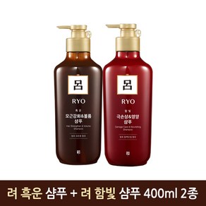 려 흑운 모근강화 볼륨샴푸 400ml + 려 함빛 극손상 영양샴푸 400ml 2종, 2개