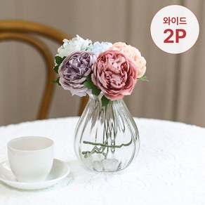 꾸민뜰 1+1 세트 블리스 미니 유리 화병 꽃병, [1+1]와이드