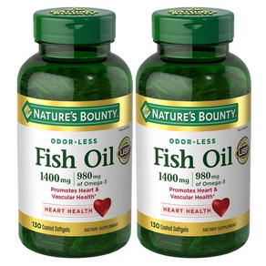 Natues Bounty 네이처 바운티 피쉬 오일 Fish Oil 1400mg 130정 2팩, 2개