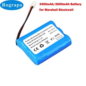 마샬 스톡웰 블루투스 무선 스피커용 리튬 이온 배터리 TF18650-2200-1S3PA DIY 설치 11.1V 3400mAh 2600mAh 신제품, 2)11.1V 2600mAh, 1개