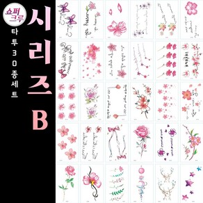 쇼퍼크루 타투스티커 페이스 바디 헤나 컬러 문신 30종세트, 시리즈B, 1개