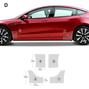 KUNGKIC 자동차 문짝 삼각형 보호 필름 테슬라 모델 3 Y PPF 투명 수리 스티커 8.5mil 페인트, Font Rea Doo 4pcs, fo Model Y 20-23