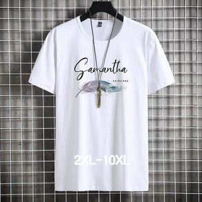 쥬엔리치 4XL~10XL 남자 빅사이즈 반팔 티셔츠 면 라운드 넥 캐쥬얼 남성 루즈핏 여름 티