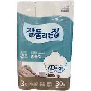 잘풀리는집 도톰한 볼륨핏 린넨향 천연펄프3겹 화장지, 1개, 30개입