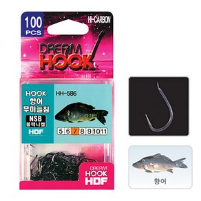 해동 드림훅 향어 무미늘침 NSB [100] HH-586 니켈훅 향어바늘 민물낚시바늘 알바늘 무미늘 민바늘 무바늘 덕용포장, 1개