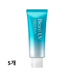 [대용량] 비오레 UV 아쿠아 리치 워터 리 에센스 85g (일반 제품의 1.7 배) 선크림 SPF50 + / PA ++++, 50g, 5개