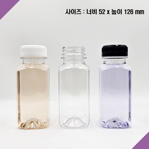 [보틀스] 200페트병 200미리 200ml 투명 사각 페트병 주스병 플라스틱병 공병 소분병 작은병 소용량 미니병 국산 공장직영, 백색(38파이), 115개