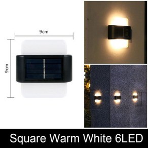 태양광 벽 램프 자동 켜기 끄기 아크릴 정원 조경 2 가지 모드 안전 계단 조명 IP65 야외 야간 220LM 16, 04 90MM 6LED B_02 2PC
