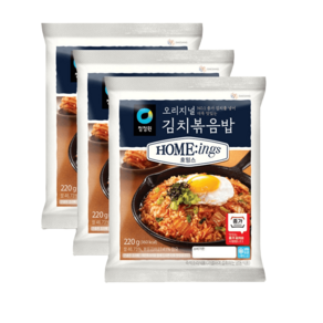 청정원 호밍스 오리지널 김치볶음밥 220g×3개 자취생 선물 간편한 한끼 냉동식품 여행 캠핑, 3개, 220g