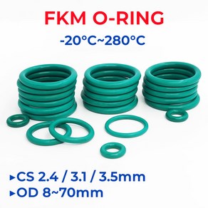 FKM 녹색 불소 고무 O링 OD8 70mm 두께 씰링 개스킷 내유성 내산성 내알칼리성 2 4 3 1 3 5mm