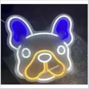 강아지 네온 사인 벽 장식 동물 LED 프렌치 불독 조명 어린이 방 애완 가게 비즈니스 개 집 USB, 02 Blue White_01 5w