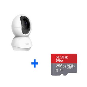 티피링크 Tapo TC71 + 샌디스크 256GB 회전형 스마트 홈 Wi-Fi 3MP 카메라, 1개