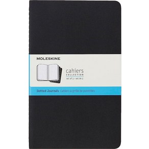 Moleskine Cahie 일기장 소프트 커버 포켓 8.9cm x 14cm(3.5 5.5인치) 줄 그어짐 블랙 64페이지 3개 세트, 점선, Pocket