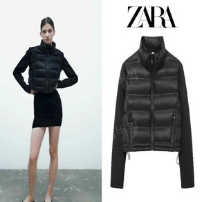 ZARA 자라 블랙 패치워크 경량패딩