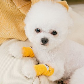 하루바나 하루바나 소형견 강아지 고양이 무릎 보호 양말 보호대 4개입, 1개, 옐로우