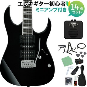 Gio Ibanez GRG170DX BKN (Black Night) 일렉트릭 기타 초보자 14점 세트 [미니 앰프, 1개