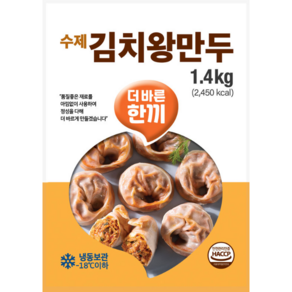 더바른한끼 생야채 수제 김치 왕만두 1.4kg, 3개