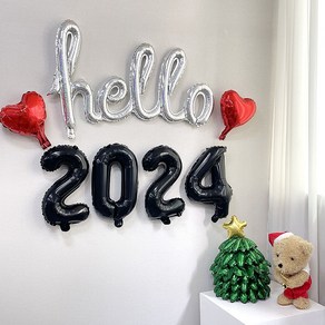 파티앤온 신년 연말 홈 파티 hello 2024 블랙 풍선 세트