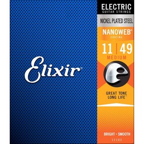 공식수입제품<b>Elixi - NANOWEB Electic Medium / 나노웹 일렉기타 스트링 011-049 (12102), *, *, Elixi Electic NANOWEB Medium (011-049) 12102 엘릭서 나노웹 일렉기타줄