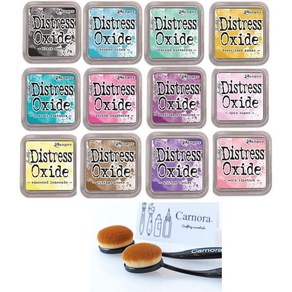 Tim Holtz Range Distess Oxide 잉크 패드 번들 12가지 인기 색상 2가지 Canoa 블렌딩 브러쉬 총 14종