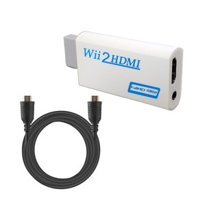 Wii to HDMI 닌텐도 위 게임기 변환 컨버터 위젠더 1080P 업스케일링 TV 케이블 출력 연결 WII2HDMI, WII젠더 케이블2M, 1개