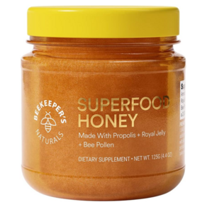 Beekeepe's Natuals Supefood Honey 비키퍼스 내추럴 슈퍼푸드 허니 프로폴리스 & 로얄젤리 & 벌화분 함유 꿀 125g, 로얄 젤리, 허니, 프로폴리스, 벌 꽃가루, 1개