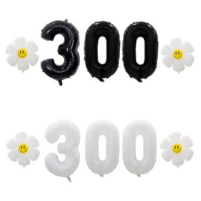 [해피쏘굿] 32인치 블랙/화이트 숫자 (100일~900일) + 데이지 풍선세트, 화이트, 300