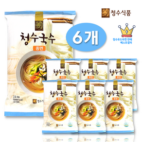 청수국수 중면(업소용 진공반죽) 2.5kg x 6개(1BOX 150인분), 6개