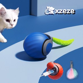 XZEZE 고양이 스마트 토이볼 저소음 셀프 무빙 캣볼, 1개, 푸른색, TTQ