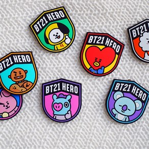 BT21 엠보플레이크 스티커 캐릭터 방탄 알제이 슈키 타타 치미 쿠키 코야 망, 02.코믹팝