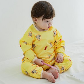 [원라인] 아기 유아 전신 미술가운, 라운드, 하트곰