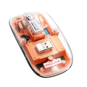 충전식 휴대용 무선 마우스 투명 쉘 블루투스 24GHz USB 2400DPI 게임용 노트북용, [01] Oange, Oange