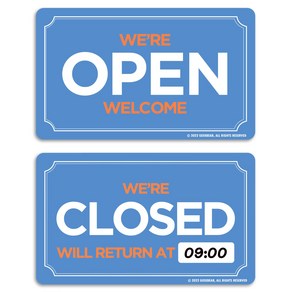 긱베어 OPEN CLOSED 디자인 표시판 가게 영업중 안내판 오픈 클로즈 팻말, 1. 스카이블루