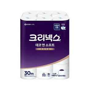 크리넥스 데코앤소프트 화장지 30m 24롤 두루마리 3겹 45178, 1개