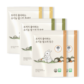 [앨리스] 토끼가 좋아하는 유기농 쌀스틱, 6개, 25g, 당근 2개, 단호박 2개, 플레이 2개