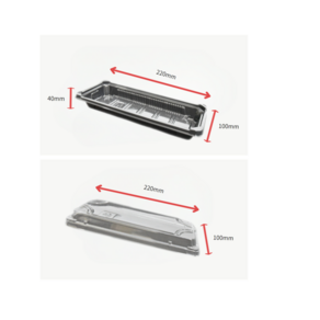 초밥 도시락 용기 JE-100 일회용 스시용기 검정 300개 (용기/뚜껑 선택), 뚜껑, 1개