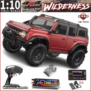 황보 HB R1001 1/10 고속 4WD RTR RC 크롤러 오프로드 RC카, 레드, 7.4v 7200미리+알람체커기+B6 V3급속충전기, 1개